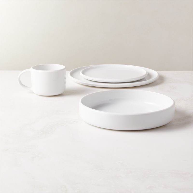 View Mack 4-Piece White Dinnerware Set with Pasta Bowl details