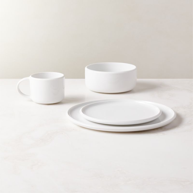 View Mack 4-Piece White Dinnerware Set with Soup Bowl details