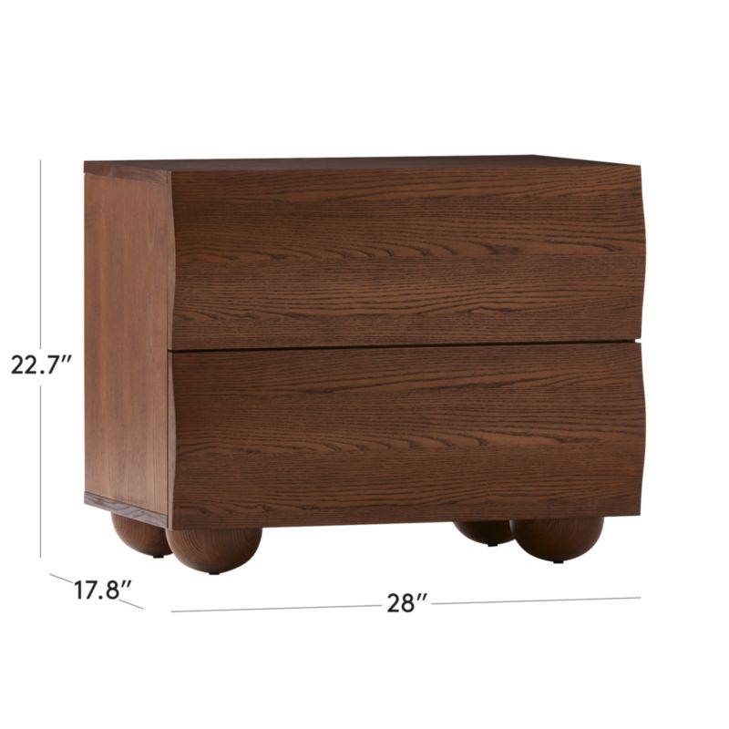 View Mackay 2-Drawer Curved Wood Nightstand - image 3 of 9