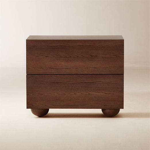 Mackay 2-Drawer Curved Wood Nightstand