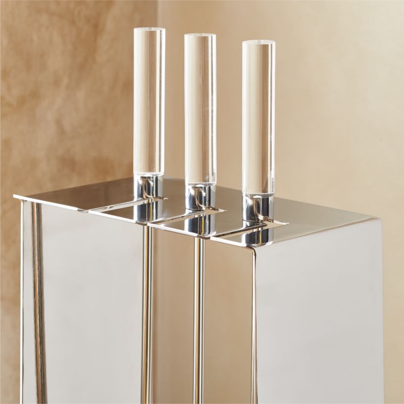 Maddox Polished Stainless Steel and Acrylic Fireplace Tools Set of 3 - image 2 of 6