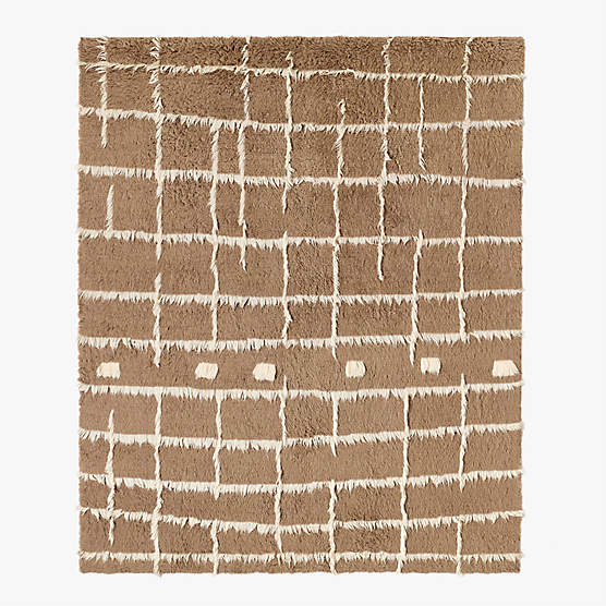 Madeo Handwoven Taupe New Zealand Wool Area Rug 6'X9'