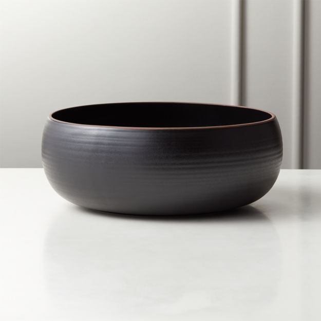 Madera Large Black Terracotta Serving Bowl + Reviews | CB2