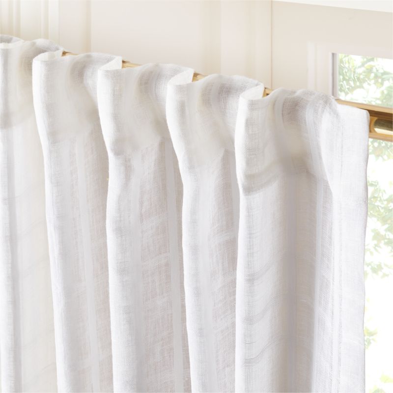 Madwas White EUROPEAN FLAX™-Certified Linen Sheer Window Curtain Panel 48"x96" - image 3 of 5