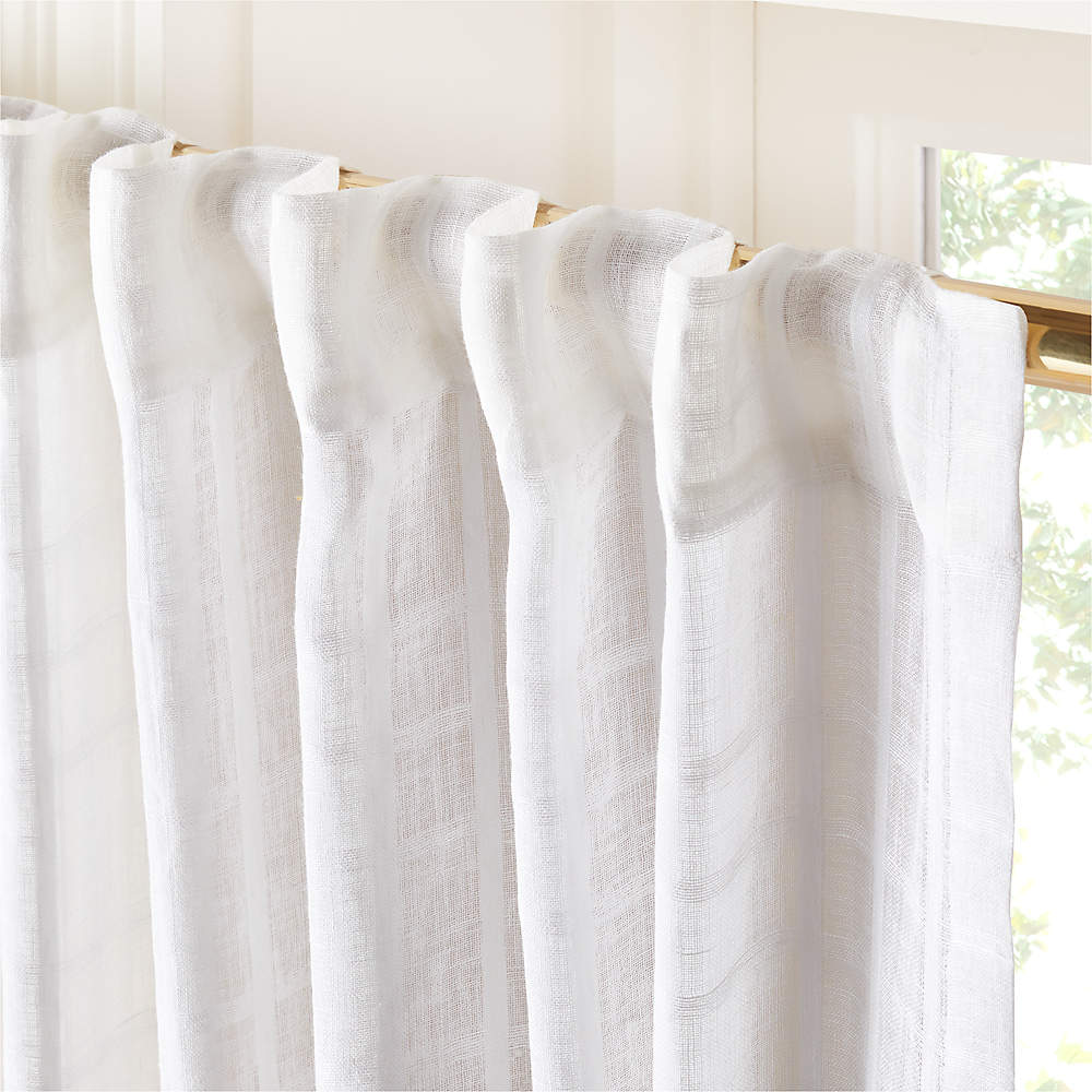 Madwas White EUROPEAN FLAX-Certified Linen Sheer Window Curtain Panel  48x120