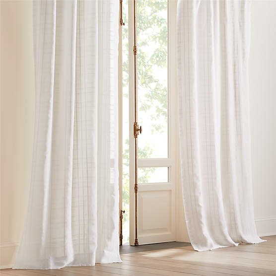 Madwas White EUROPEAN FLAX™-Certified Linen Sheer Window Curtain Panel 48"x84"