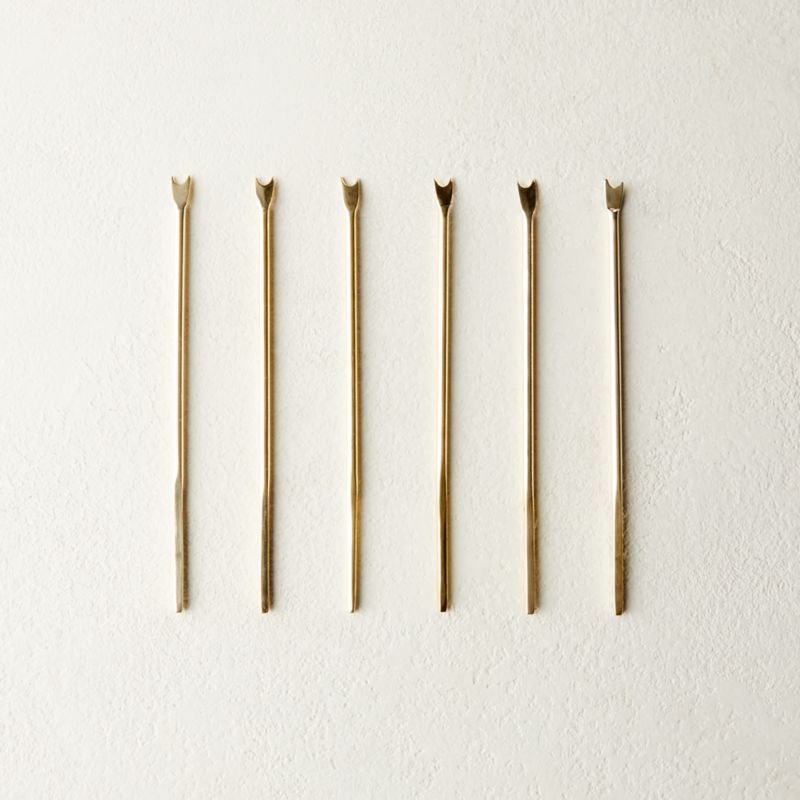 View Mae Champagne Gold Cocktail Picks Set of 6 details