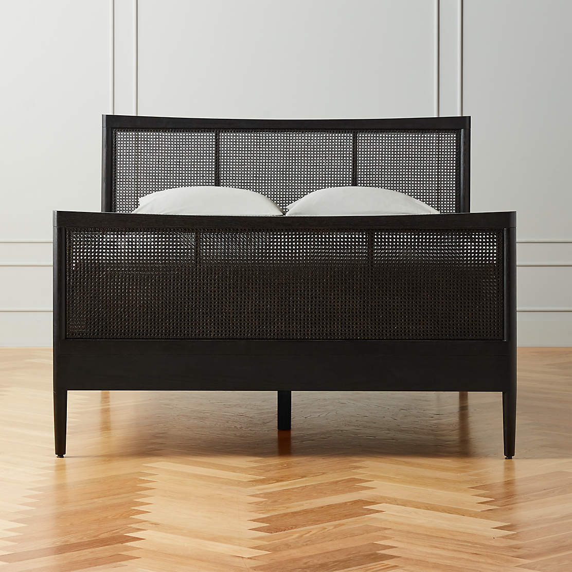 Dewi Black Rattan Queen Bed + Reviews CB2