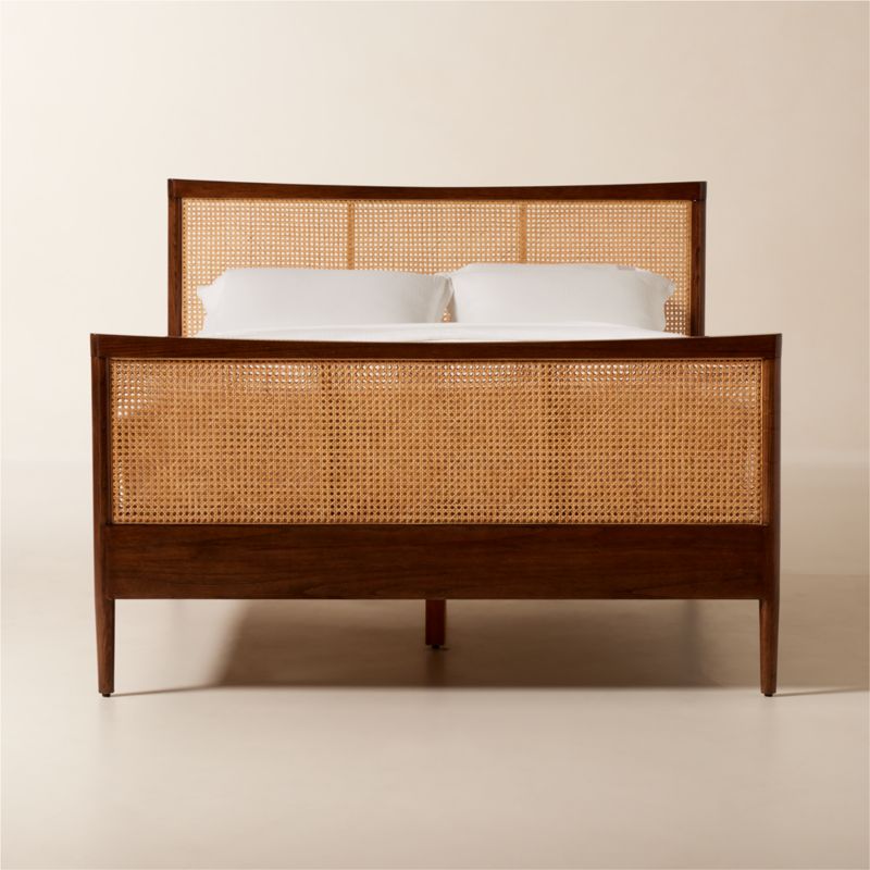 Maeve Natural Cane Queen Bed + Reviews | CB2