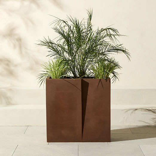 Mafik Rectangular Corten Steel Outdoor Planter Small