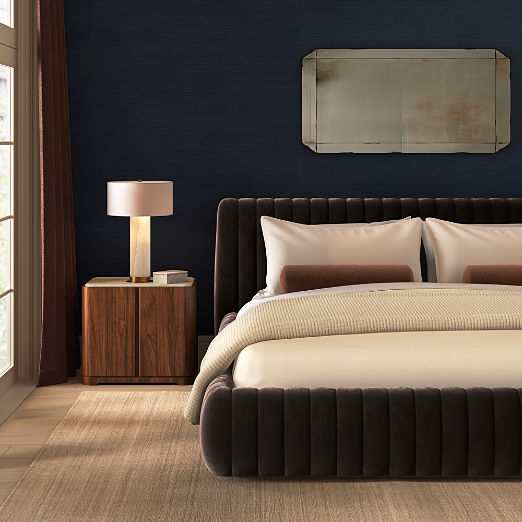 Sisal Grasscloth Dark Blue Wallpaper