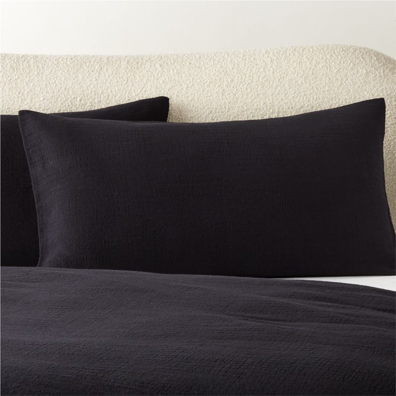 Maisa Organic Cotton Slub Black King Pillow Shams Set of 2 - image 0 of 6