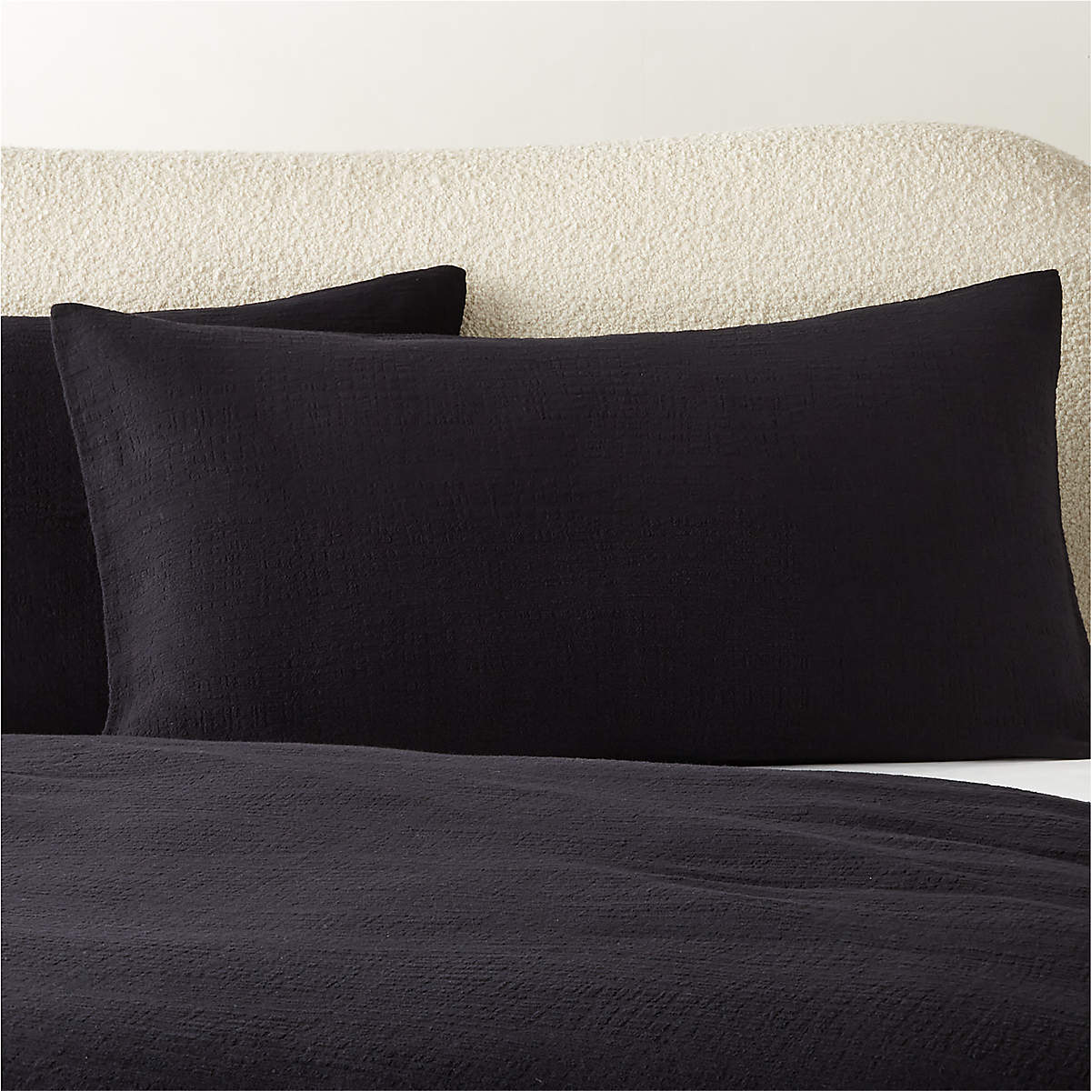 Maisa Organic Cotton Slub Black King Pillow Shams Set of 2 CB2