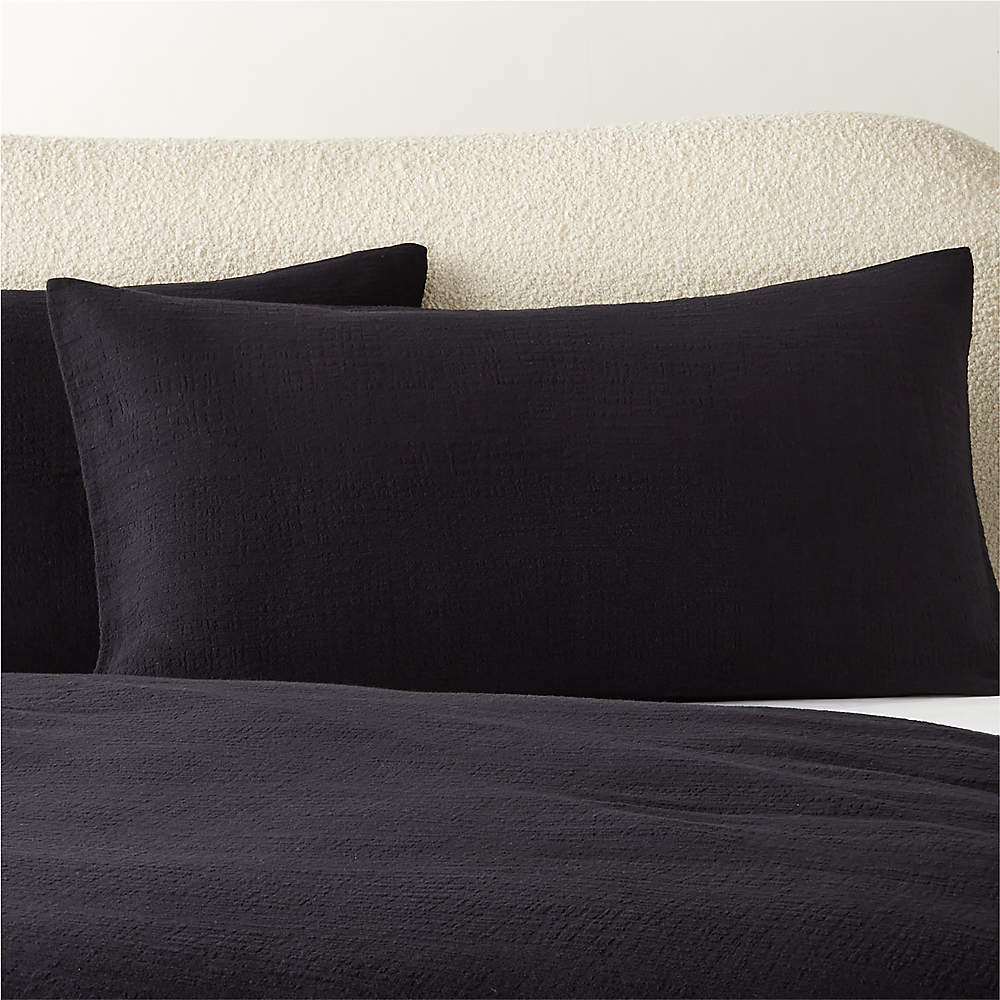 Niera Pinstitch Organic Cotton Black Duvet Cover and Pillow Shams