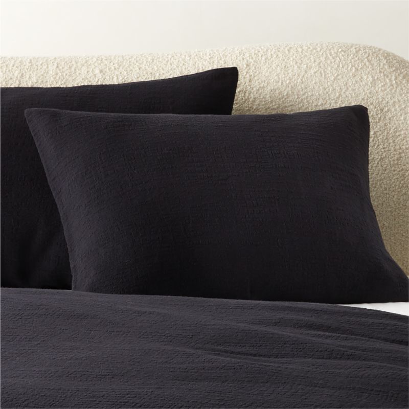 Maisa Organic Cotton Slub Black King Pillow Shams Set of 2 - image 2 of 6