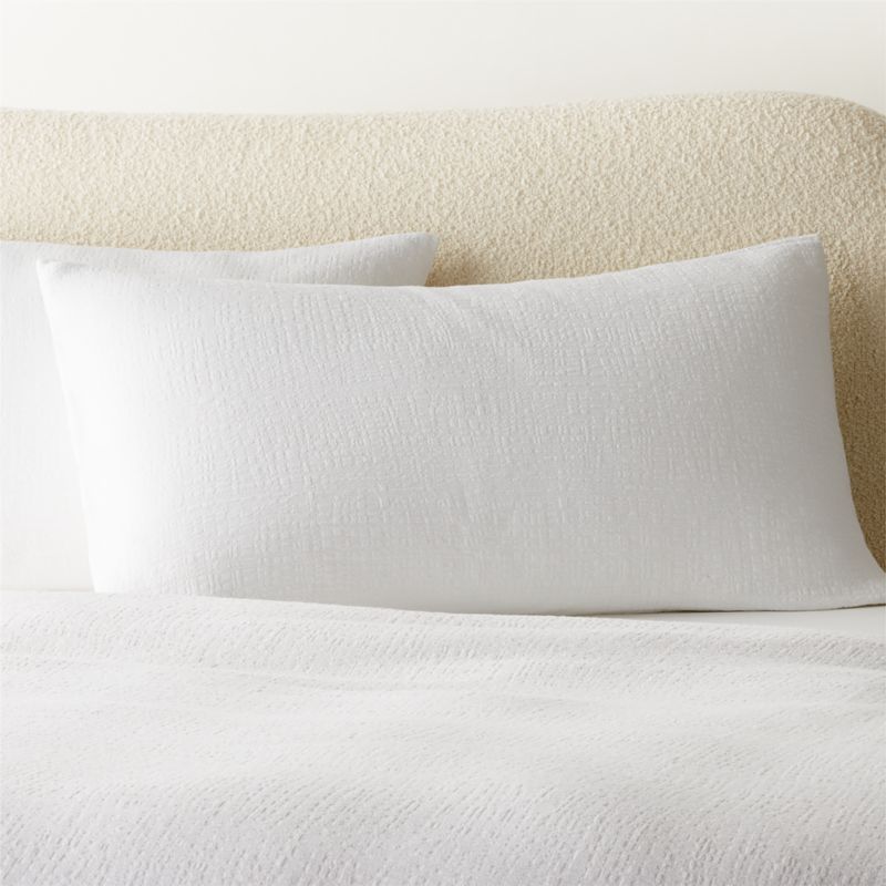 Viewing product image Maisa Organic Cotton Slub White King Pillow Shams Set of 2 - image 1 of 5