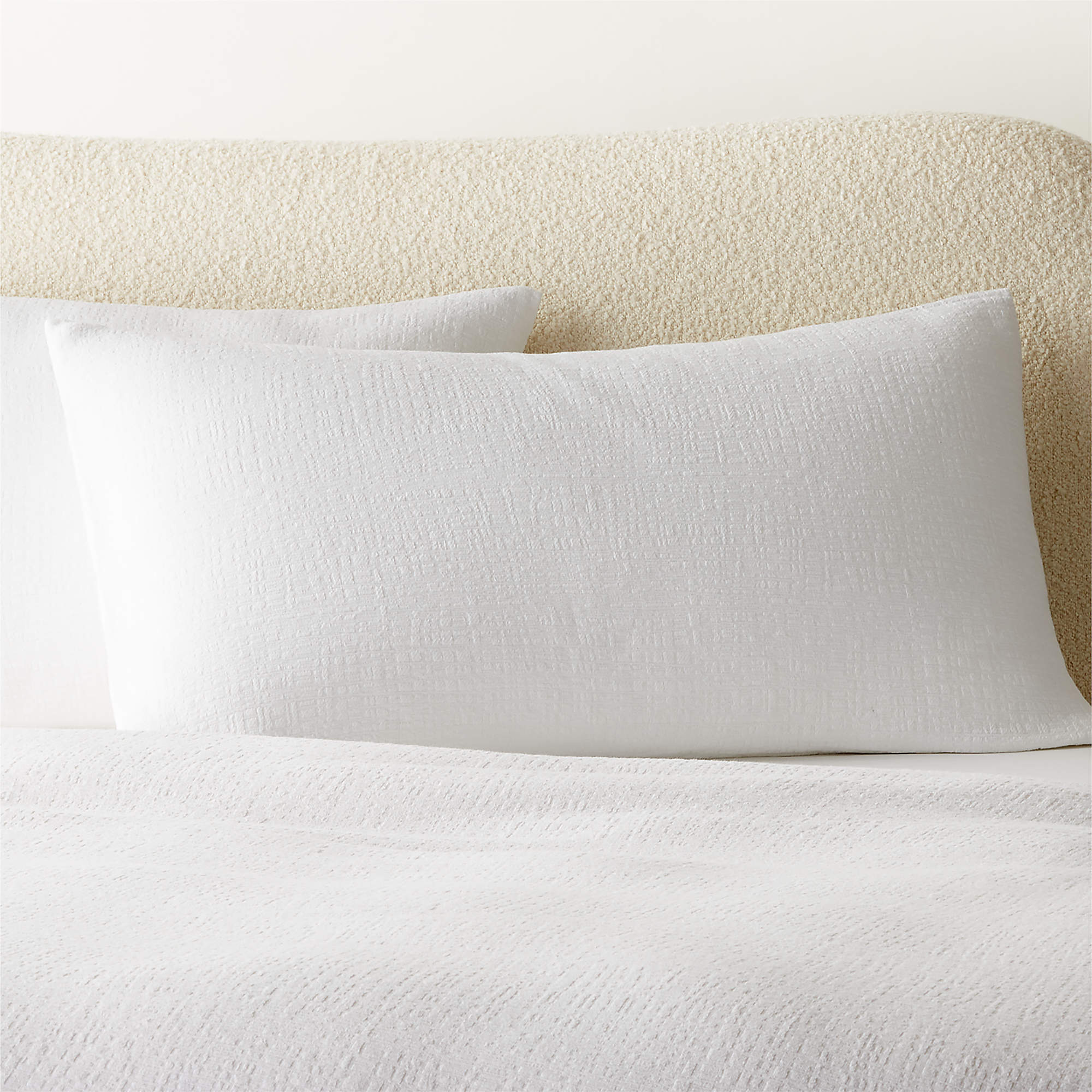 Maisa Organic Cotton Slub White King Pillow Shams Set of 2 + Reviews