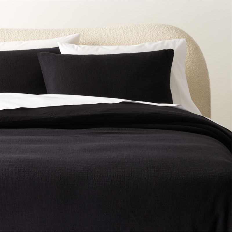 Maisa Organic Cotton Slub Black King Pillow Shams Set of 2 - image 4 of 6