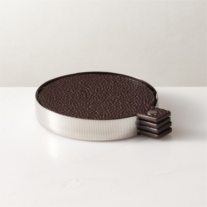 View Maja Black Leather Drink Coasters Set of 4 details