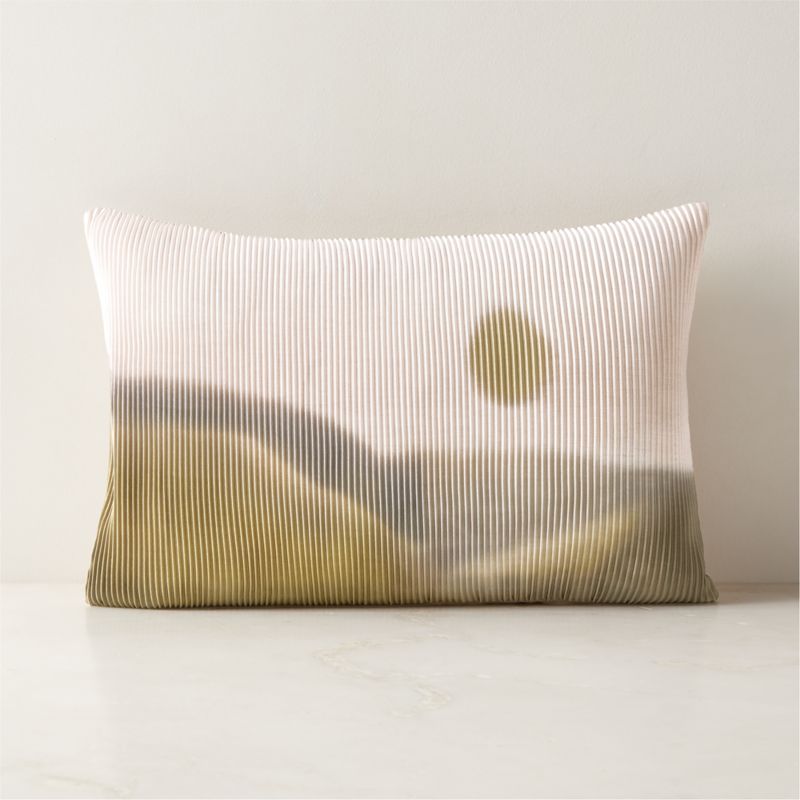 Maleya Smoked Green Organic Cotton Throw Pillow with Down-Alternative Insert 18"X12" - image 0 of 4