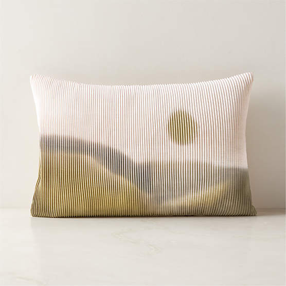 Maleya Smoked Green Organic Cotton Throw Pillow with Feather-Down Insert 18"X12"