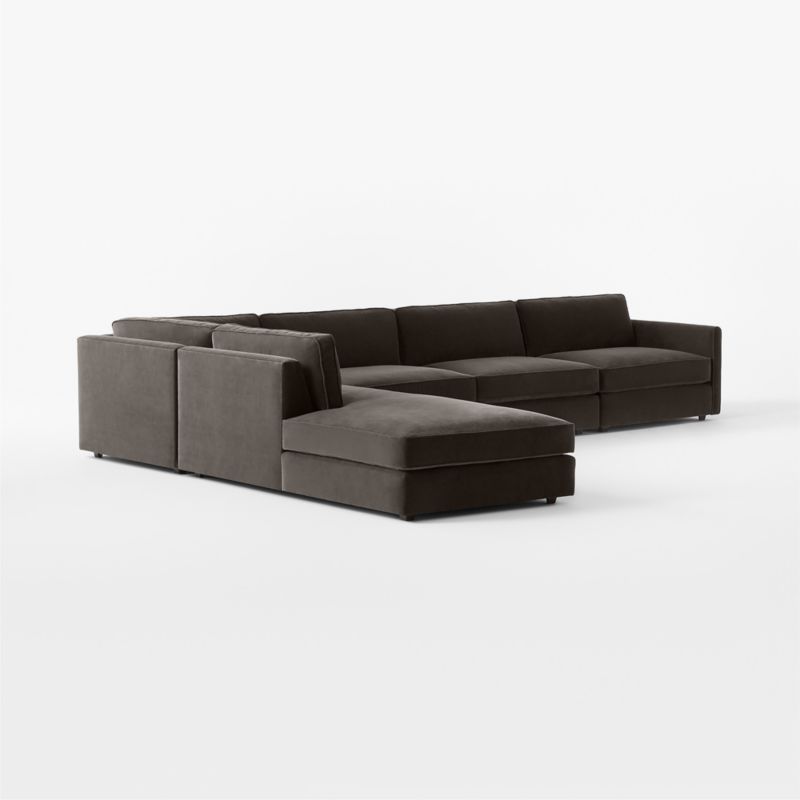 Malea 4-Piece L-Shaped Charcoal Grey Performance Fabric Sectional Sofa with Left-Arm Chaise - image 2 of 6