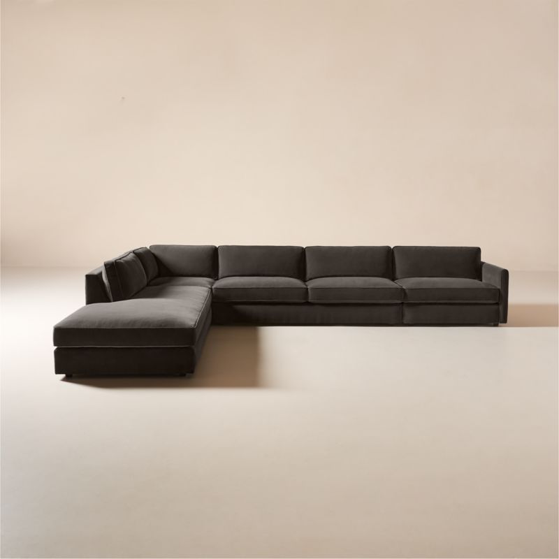 Malea 4-Piece L-Shaped Charcoal Grey Performance Fabric Sectional Sofa with Left-Arm Chaise - image 0 of 6