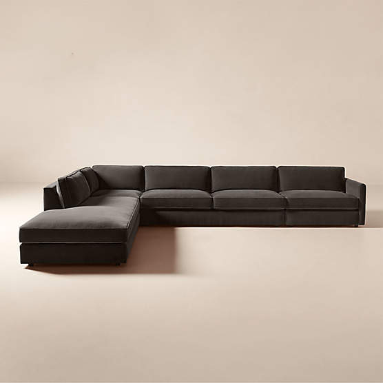 Malea 4-Piece L-Shaped Charcoal Grey Performance Fabric Sectional Sofa with Left-Arm Chaise