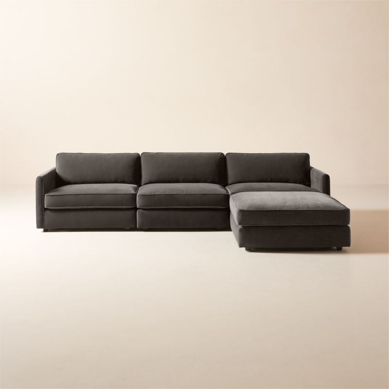 Malea 4-Piece L-Shaped Charcoal Grey Performance Fabric Sectional Sofa with Ottoman - image 0 of 7