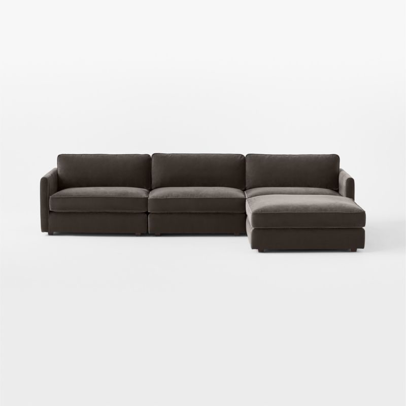 Malea 4-Piece L-Shaped Charcoal Grey Performance Fabric Sectional Sofa with Ottoman - image 1 of 7