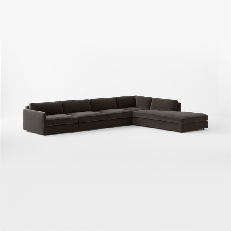 Malea 4-Piece L-Shaped Charcoal Grey Performance Fabric Sectional Sofa with Right-Arm Chaise - image 4 of 8