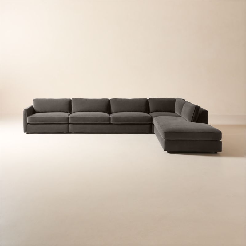 Malea 4-Piece L-Shaped Charcoal Grey Performance Fabric Sectional Sofa with Right-Arm Chaise - image 0 of 8