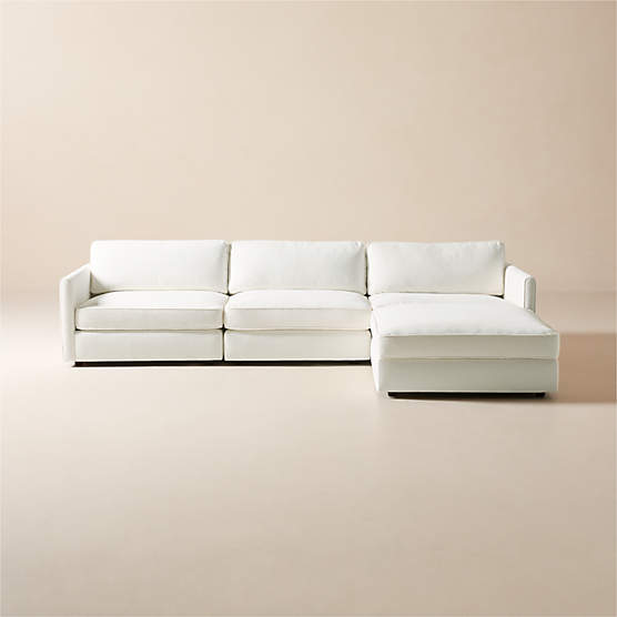 Malea 4-Piece L-Shaped White Performance Fabric Sectional Sofa with Ottoman