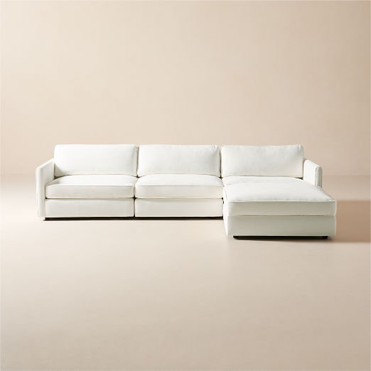 Malea 4-Piece L-Shaped White Performance Fabric Sectional Sofa with Ottoman