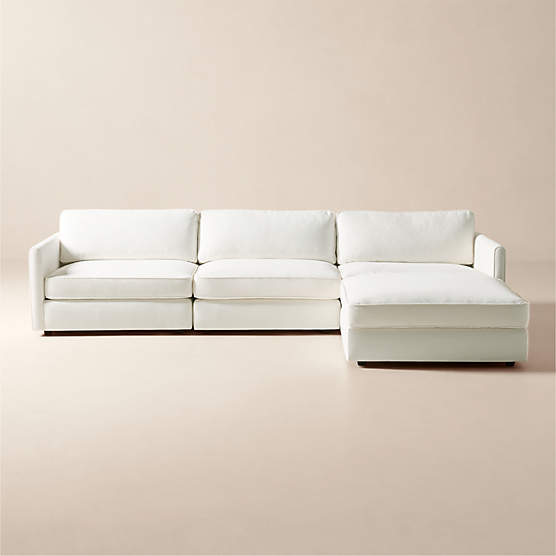 Malea 4-Piece L-Shaped White Performance Fabric Sectional Sofa with Ottoman