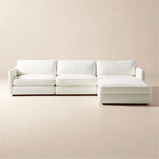 Malea 4-Piece L-Shaped White Performance Fabric Sectional Sofa with Ottoman