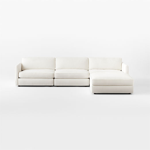 Malea 4-Piece L-Shaped White Performance Fabric Sectional Sofa with Ottoman