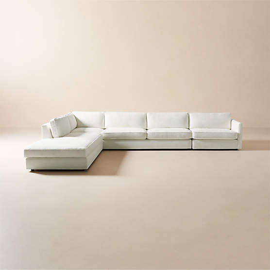 Malea 4-Piece L-Shaped White Performance Fabric Sectional Sofa with Left-Arm Chaise