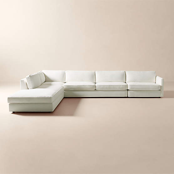 Malea 4-Piece L-Shaped White Performance Fabric Sectional Sofa with Left-Arm Chaise