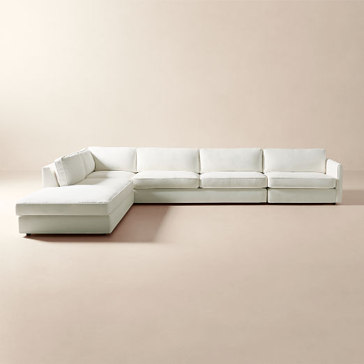 Malea 4-Piece L-Shaped White Performance Fabric Sectional Sofa with Left-Arm Chaise