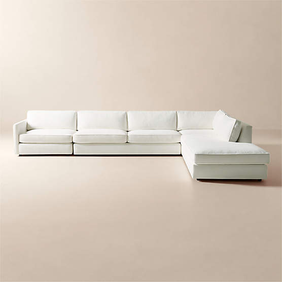 Malea 4-Piece L-Shaped White Performance Fabric Sectional Sofa with Right-Arm Chaise
