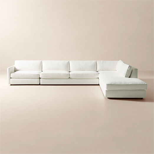 Malea 4-Piece L-Shaped White Performance Fabric Sectional Sofa with Right-Arm Chaise