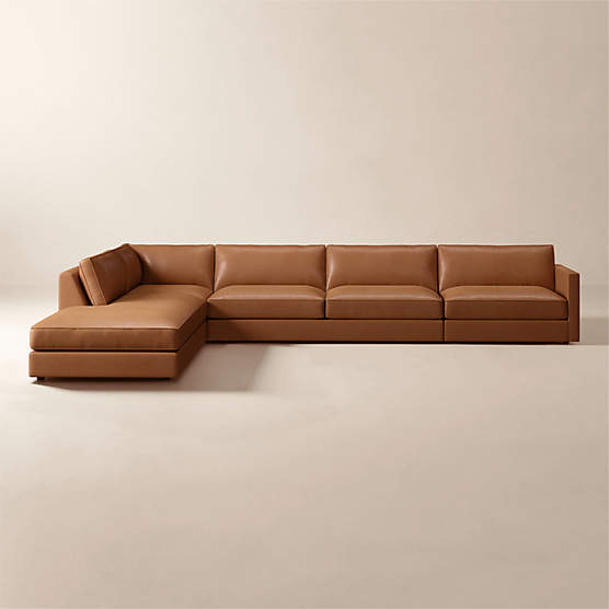 Malea 4-Piece L-Shaped Leather Sectional Sofa with Left-Arm Chaise