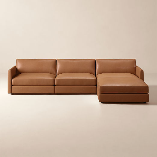 Malea 4-Piece L-Shaped Leather Sectional Sofa with Ottoman