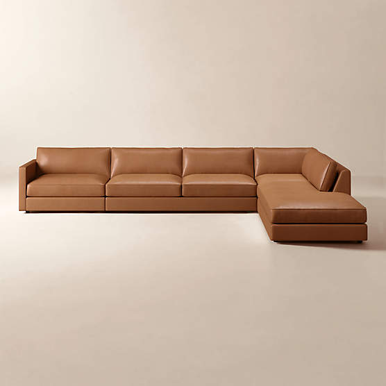 Malea 4-Piece L-Shaped Leather Sectional Sofa with Right-Arm Chaise