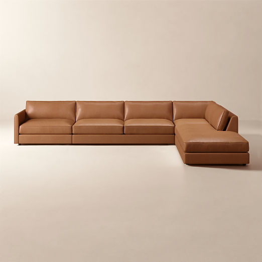 Malea 4-Piece L-Shaped Leather Sectional Sofa with Right-Arm Chaise