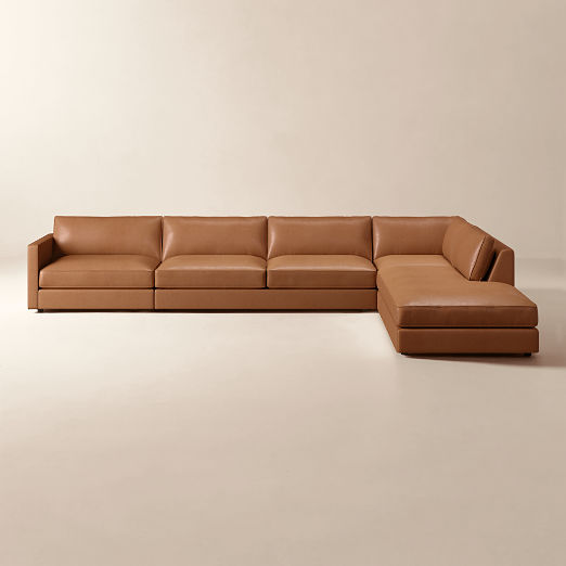 Malea 4-Piece L-Shaped Leather Sectional Sofa with Right-Arm Chaise