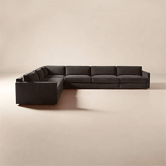 Malea 5-Piece L-Shaped Charcoal Grey Sectional Sofa