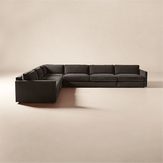 Malea 5-Piece L-Shaped Charcoal Grey Sectional Sofa