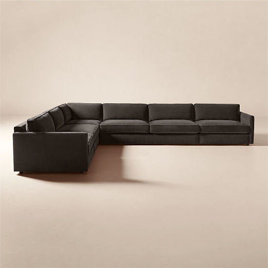 Malea 5-Piece L-Shaped Charcoal Grey Sectional Sofa